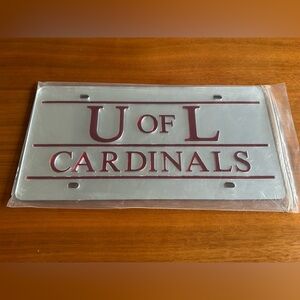 TWO - U of L Cardinals Acrylic License Plate Set